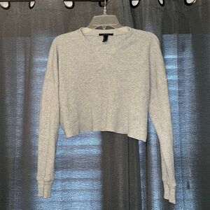 Gray Cropped Waffle Knit Top
